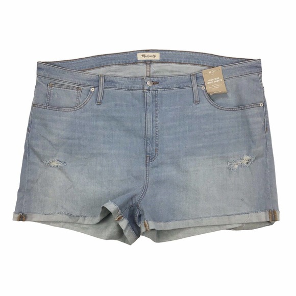 Madewell Pants - Madewell Women's Shorts Jean Distressed High Rise Cuffed Stretch Denim Size 37